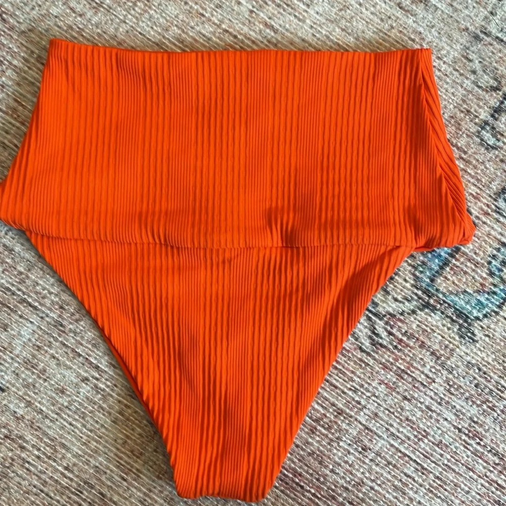 l*space Orange High Waisted Pointelle Ribbed Desi‎ Bikini Bottom XS